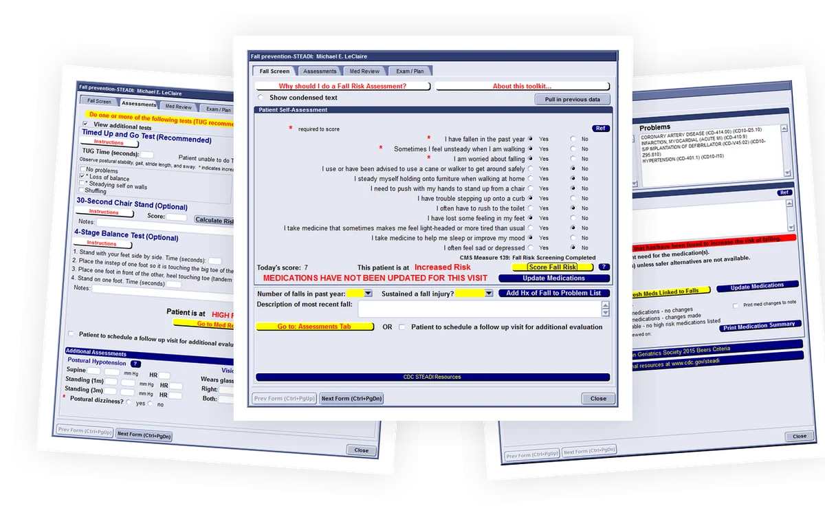 Preview of the STEADI fall risk assessment and medication review tools for GE Centricity